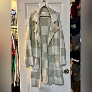 Plaid Open Front Sweater Cardigan